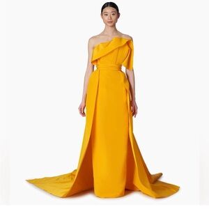 Carolina Herrera Strapless Pleated Silk-faille Gown - Yellow